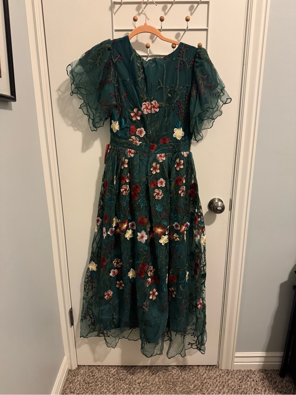 Ivy City Co Teal Green Embroidered Floral Midi Dress - Picture 4 of 4